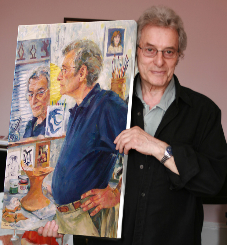 Dennis Cohen with his portrait